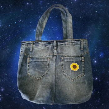 Jeans - Büchertasche "Sunny" im Vintage Stil  - Unikat -
