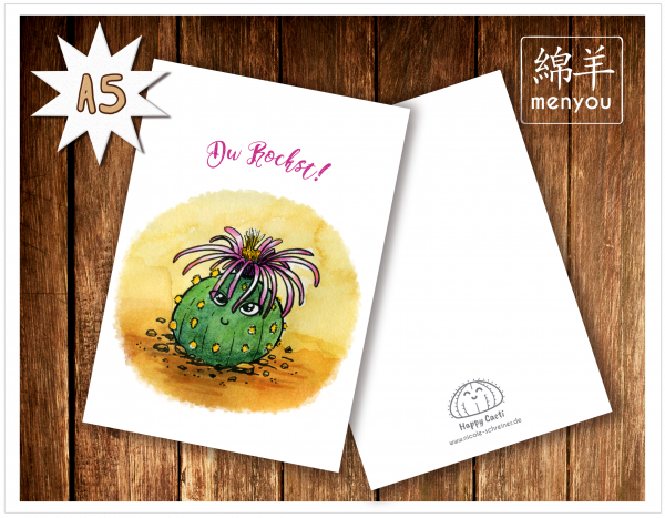 Geschenkkarte Kaktus "Du rockst!" A5